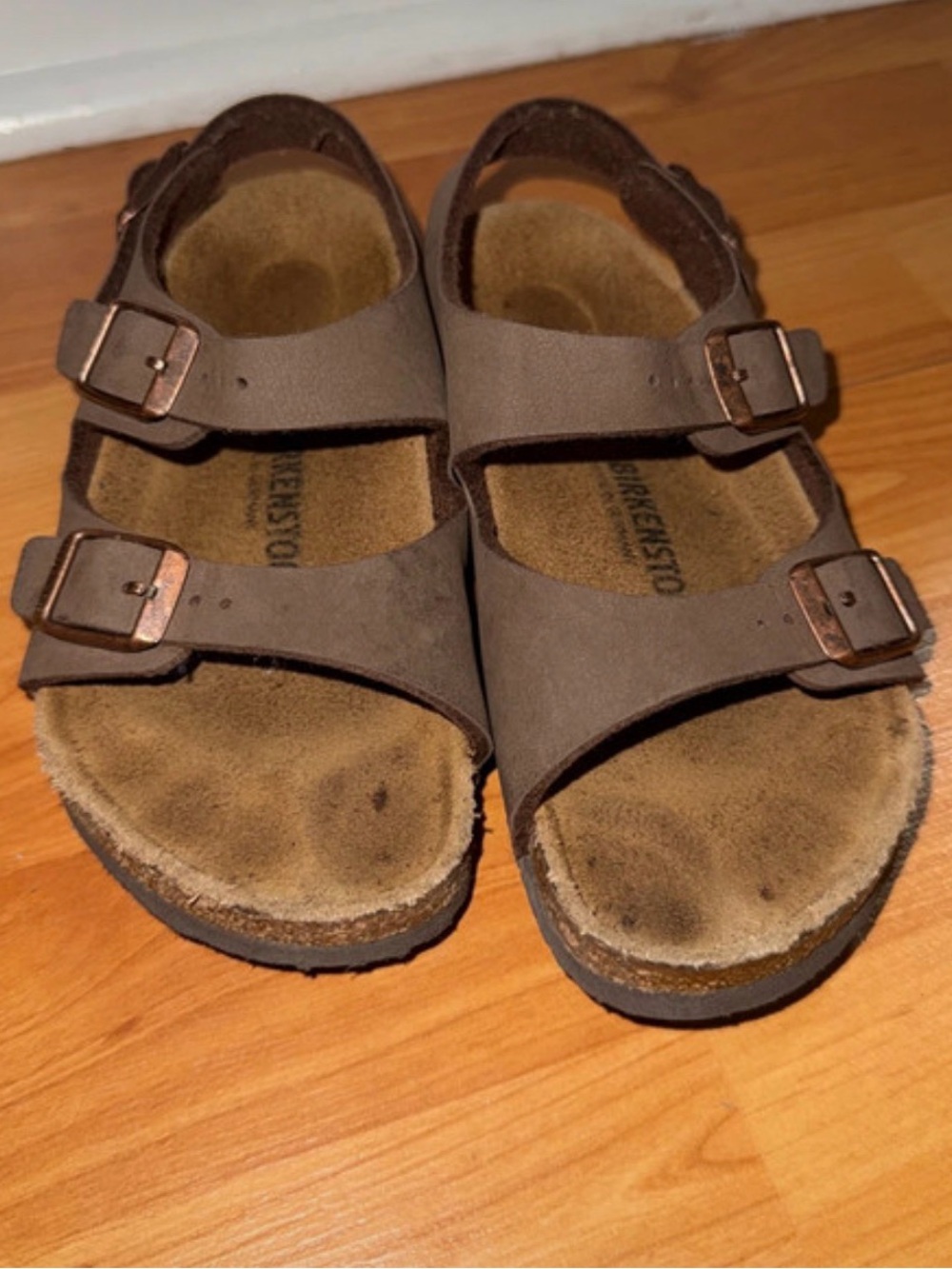 Birkenstock Kids Brown Double Strap Sandals with Buckles